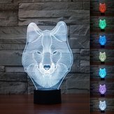 3D Животное волк Управление прикосновением настольная лампа 7 цветов изменения светодиодного ночного света Декор дома