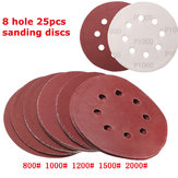 25pcs 5 pouces 8 trous Disques abrasifs Papier de verre 800/1000/1200/1500/2000 Grit Sand Paper