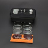 +2.50 Half-frame Bifocals Reading Glasses Unisex Eyeglasses W/ 4 Pairs of Bifocals Lenes + 1 Pair of Sunglasses Lens + Screwdirver + Glasses Cloth