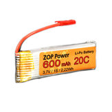 ZOP Power 3.7V 600mAh 20C Lipo Batterij JST Plug