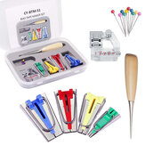 Sewing Tape Maker Kits 4 Sizes 6MM 12MM 18MM 25MM Household DIY Fabric Patchwork Sewing Accessories Tool Makers Kit with Binding Foot Craft Clips Awl Quilter's Pin for Quilt Binding