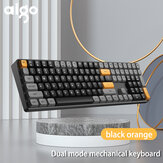 Aigo A108 játékosoknak tervezett mechanikus billentyűzet, Hot Swap 110 kulcs, 2,4G vezeték nélküli Type-c vezetékes sárga kapcsoló újratölthető gamer billentyűzet