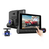 E-ACE DVR per auto da 4 pollici con 3 telecamere e registrazione video FHD 1080P, supporto per telecamera posteriore