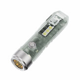 Linterna LED ROVYVON Aurora A5x GITD 650 lúmenes para llavero con luz lateral UV / Roja de advertencia, Recargable por USB, Mini antorcha