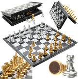 Шахматная партия Серебро Золотые фигуры Складная магнитная складная доска Современный набор