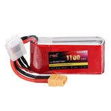 Bateria de LiPo Vermelho 14.8V 500mAh/1100mAh 25C 4S com conector JST para carros e barcos RC, peças sobressalentes para modelos