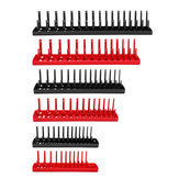 6psc 1/4 1/2 3/8 Inch SAE en metrische socket Organizer Rail Trays Plank zwarte en rode set