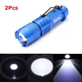 2Pcs Mini-Zoom-LED-Taschenlampe MECO Q5 500LM in Blau 14500/AA
