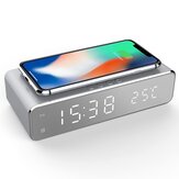 Alarme de mesa USB Digital LED Relógio com carregador sem fio Termômetro para Samsung Huawei