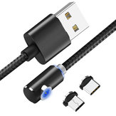 USLION LED 90 درجة للتدوير المغناطيسي 2.4A ضوء مؤشر Nylon 1M Type-C Fast شحن Data Cable for Samsung S10 + 9T Note8 HUAWEI P30Pro