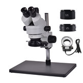 HAYEAR Stereo-Mikroskop mit 3,5- bis 90-facher Zoom-Vergrößerung für industrielle PCB-Reparatur. Robuster Säulenständer aus Ganzmetall. Leistungsstarkes 56-LED-Ringlicht