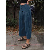 Piernas anchas Mujer Bolsillos laterales sueltos ocasionales de color puro Pantalones