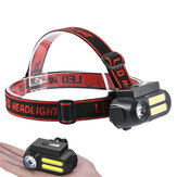 XANES® NF-611 LED + 2COB 650LM 4 modos lanterna de cabeça 90° rotativa multifuncional recarregável por USB à prova d'água para camping, caminhadas, ciclismo, pesca, faróis 18650