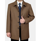 Mens Mid-long Business Trench Coat Твердое цветное повседневное шерстяное пальто