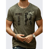 Summer Fashion Men's Letter Printing Slim Fit Cotton T-shirt Casual O-Neck Wash-and-wear Tees 