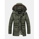 Mens Winter Warm Hooded Multi Pockets Zipper Button Cotton Padded Thick Trendy Parkas Jacket