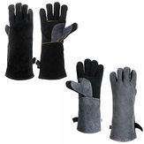 2Pcs Heavy Duty Wood Burner Welding Gloves Heat Resistant PU Leather Stoves Barbecue Work Gloves