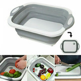 Tabla de cortar plegable multifunción 4 en 1 con cesta para escurrir y lavar verduras