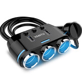 Dual USB Port 3 Way Auto Charger Car Ci garette Lighter Full Function Socket Splitter Adapter