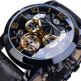 Forsining GMT373 Moda Męski Zegarek automatyczny Tydzień Rok Zegarek z prawdziwej skóry Mechaniczny zegarek
