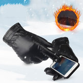 Bakeey PU Lederen Scherm Touch Handschoenen Winter Warm Waterdicht Outdoor Motor Fietsen Games Touch-screen Handschoen