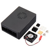 Contenitore nero ABS Scatola con mini ventola di raffreddamento e kit dissipatore di calore per Raspberry Pi 3B
