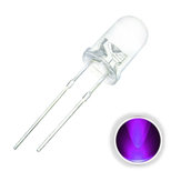 100PCS 5MM 20mA Ronda Transparente Ultravioleta 395nm 400nm UV Púrpura 2Pin LED Diodo DIY Luz