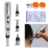 Electronic Pulse Analgesia Pen Body Pain Relief Acupuncture Point Massage Pen w/ 3 Head Manual Massager