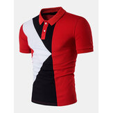 Art und Weise Männer geometrisches Nähen-Farben-T-Shirt beiläufige Revers-Kurzschluss-Hülsen-Oberseiten-T-Stücke