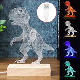 Akrilik USB 3D Dinozor LED Masa Lambası Gece Lambası Çocuk Çizgi Film Fener Hediyeleri