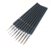 9 PCS Oil Painting Brush Wood Handel Weasel Hair Different Size Hook Line Pen for Acrylic Painting