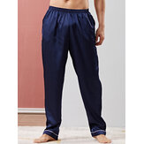 Men Thin Summer Faux Silk Sleep Pants Home Casual Loose Sleepwear