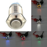 Silberner 12-mm-LED-Metalltaster Schalter mit Verriegelung 4Pin Wasserdichter Taster Schalter