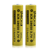 Akumulator zabezpieczony/chroniony ShockLi 18650 3400mAh z górnym przyciskiem próżniowym 3,7 V do latarki i e-papierosów - 2 szt. + Etui na baterie