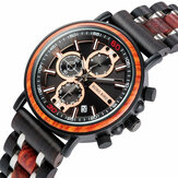 BOBO BIRD S18-1 Men Wooden Luminous Hand Date Display Wristwatches Quartz Watch