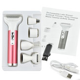 Rasoir électrique 5 EN 1 pour femmes, épilateur sans douleur Ensemble de rasoir rechargeable USB avec 5 accessoires détachables pour tondeuse bikini/tondeuse nez/épilateur sourcils/rasoir corps