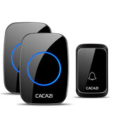 CACAZI 2 Ricevitori 1 Trasmettitori 300M Campanello Wireless Impermeabile con Indicatore LED Digitale DC