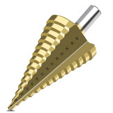 Broca escalonada recubierta de titanio de HSS de 4-42 mm de Drillpro con 14 pasos para perforar agujeros en metal y madera.