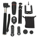 8X Teleobjektiv Fischaugen-Objektiv Bluetooth-Selfie-Auslöser-Stick Mini-Stativ-Set für Smartphone-Fotografie