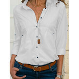 Mujer Oficina Formal Turn-down Collar Camisa Elegante blusa casual con botón
