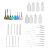 Conjunto de 28 conjuntos de agulhas dispensadoras com seringa de ponta romba, garrafa plástica de compressão líquida para reabastecimento e medição de líquidos Aplicador de cola industrial
