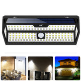 Lámpara LED solar de pared de 132 luces con sensor de movimiento en 4 lados, IP65 para exteriores en patio y jardín