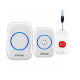 CACAZI C10 Smart Home Funktürklingel mit Notfallalarm für ältere Menschen 80m Fernruf 1 Knopf 1 Empfänger