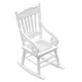 Επιπλά Κουκλόσπιτου Μινιατούρες Λευκή Ξύλινη Καρέκλα Κάθισμα από κάνναβη για αξεσουάρ κούκλας, Παιχνίδια διακοσμητικά