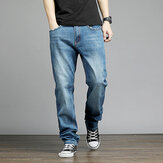 Męskie spodnie jeansowe o prostym kroju, slim, ze średnim stanem, w dużych rozmiarach, nowe, grube męskie jeansy