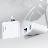 USAMS T30 18W QC3.0 PD3.0 Digitaler Display-Schnellreise-USB-Ladegerät für Samsung S10 für iPhone 11 Pro Max Huawei LG