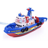 Elektryczna zabawka łódź z dźwiękiem, światłem i rozpylaczem wody, model do budowania zabawki