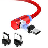 TOPK 3A Type C Micro USB Cable de datos magnético de carga rápida de 90 grados para Huawei P30 Pro Mate 30 Mi9 7A 6Pro S10 +
