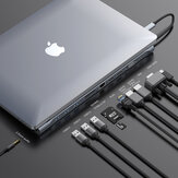 Baseus 11 in 1 Type-C USB-C-Hub-Adapter mit 3 USB 3.0-Anschlüssen / 60 W Type-C PD-Anschluss / 2 x 4K HD-Display-Schnittstellen / 2 Speicherkartenleser / 3,5-mm-Audio-Schnittstelle / VGA / RJ45