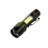 XANES 5 W XPE + COB 800 Lümen 5 Modu Zumlanabilir Su Geçirmez Mini LED El Feneri Outdoor Taşınabilir Kamuflaj Mini LED Meşale